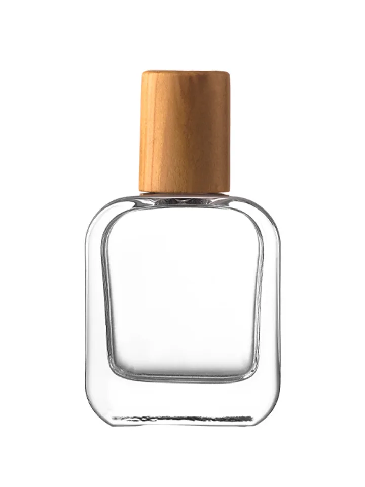 30 ml flat perfume bottle, 15 mm crimp neck