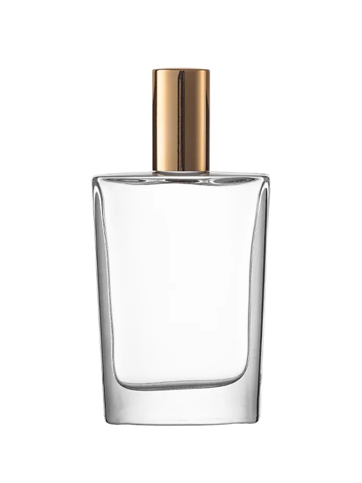 50 ml flat perfume bottle, 15 mm crimp neck