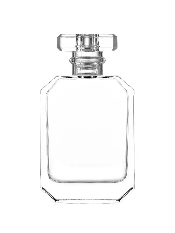 50 ml flat perfume bottle, 15 mm crimp neck