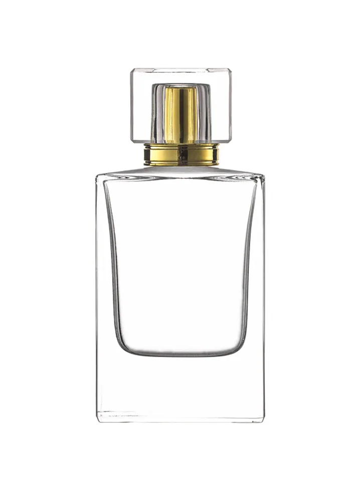 50 ml flat perfume bottle, 15 mm crimp neck