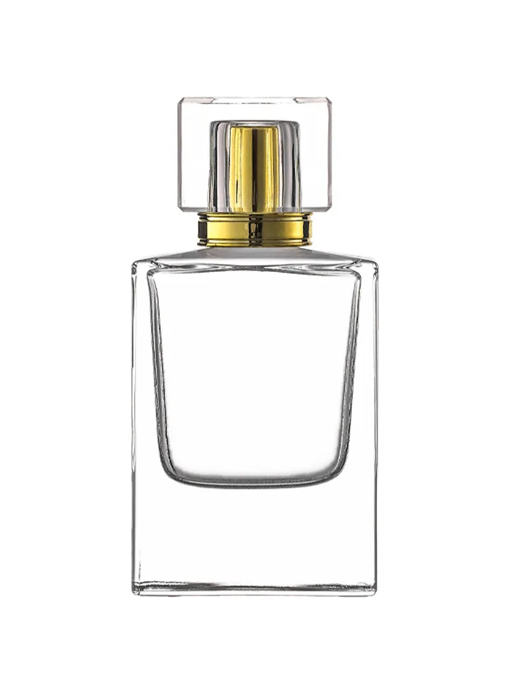 50 ml flat perfume bottle, 15 mm crimp neck