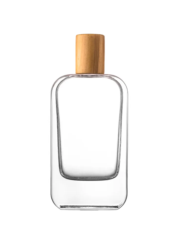100 ml flat perfume bottle, 15 mm crimp neck