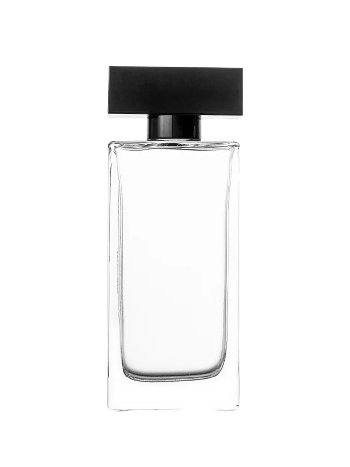 100 ml flat perfume bottle, 15 mm crimp neck