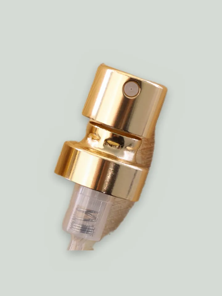 Crimp pump, gold anodised aluminium (with collar, continuous mist)