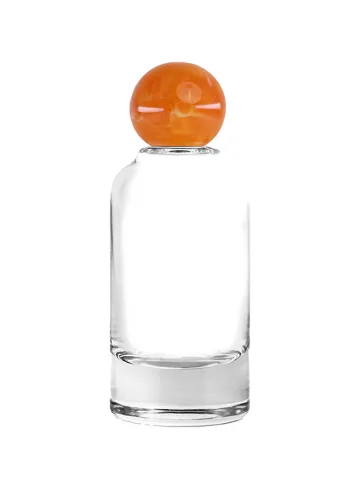 QB-0121 with Crimp pump, silver metallised plastic and Ball cap, orange