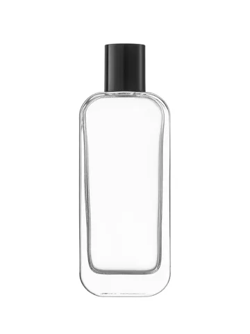 QB-0158 with Crimp pump, silver metallised plastic and Designer cap, glossy black, weighted