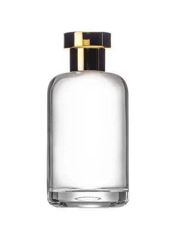 QB-0129 with Crimp pump, gold metallised plastic and Designer cap, gold