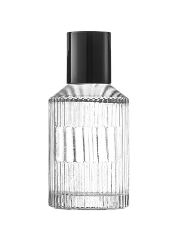 QB-0058 with Crimp pump, silver metallised plastic and Designer cap, glossy black