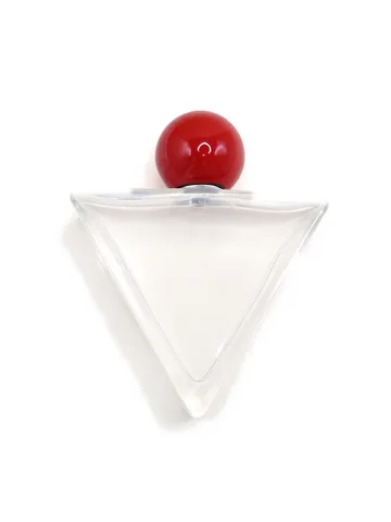 QB-0113 with Crimp pump, silver metallised plastic and Designer cap, red