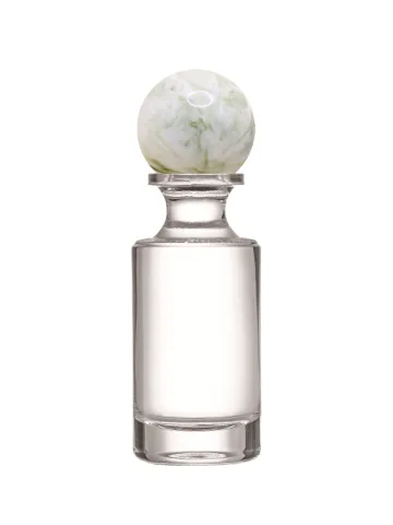 QB-0079 with Crimp pump, silver metallised plastic and Ball cap, white with green pattern