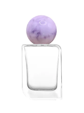 QB-0010 with Crimp pump, silver metallised plastic and Ball cap, purple