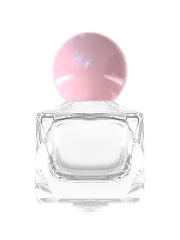 QB-0057 with Crimp pump, silver metallised plastic and Designer cap, pink