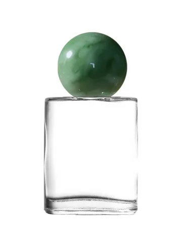 30 ml bottle with Crimp pump, silver metallised plastic and Ball cap, green