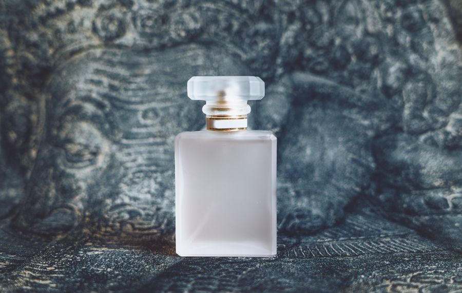 Frosted square glass bottle